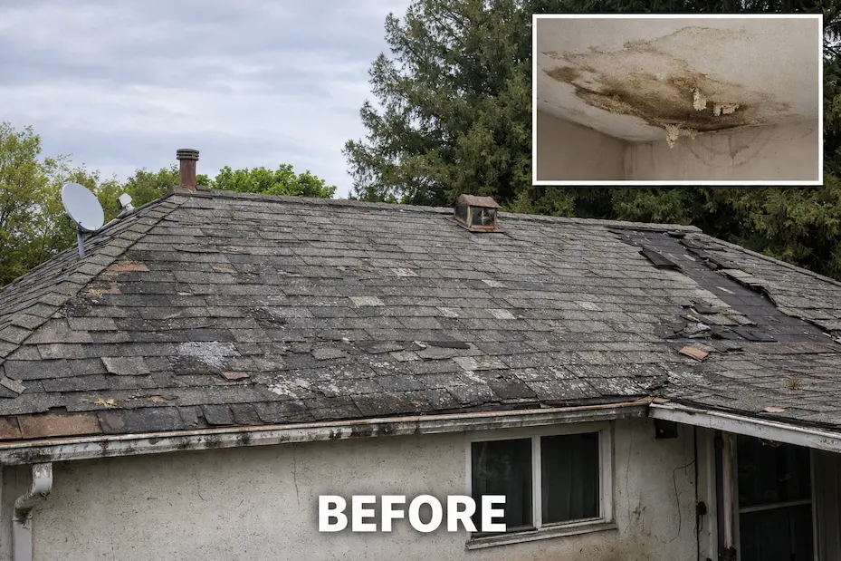 Roof damage before renovation in Fremont Roof damage before renovation in Fremont